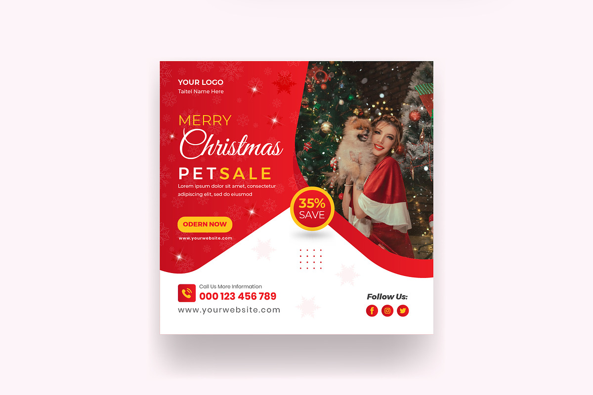Christmas Pet Sale Social Media Post, a Social Media Template by Mk_Studio (Photo 4 of 7)