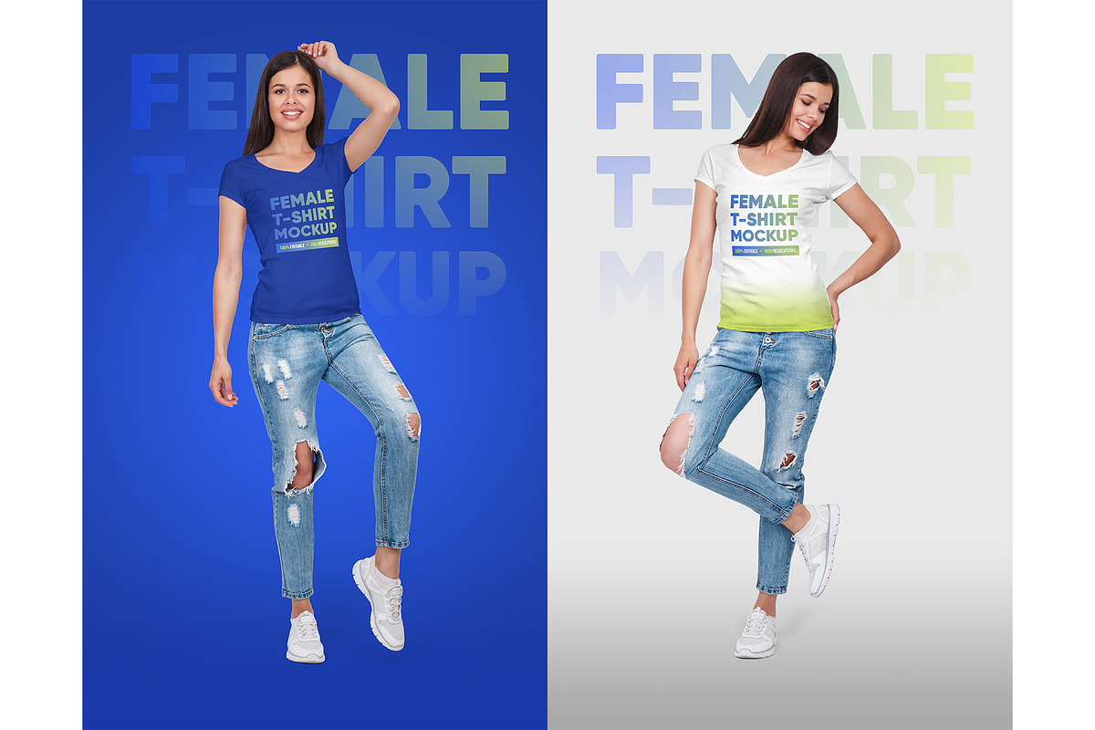 Female V-Neck T-Shirt Mockup Vol 2, a Shirt Mockup by Hi, Mock-Up! (Photo 5 of 10)