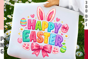 Preppy Brushstroke Happy Easter png, an Illustration by Craft Nest