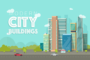 City Buildings Landscape Vector Set