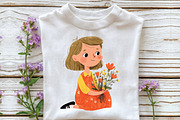 whimsical flowers and girls clipart, an Illustration by CraftArtStudio (Thumbnail 5 of 6)