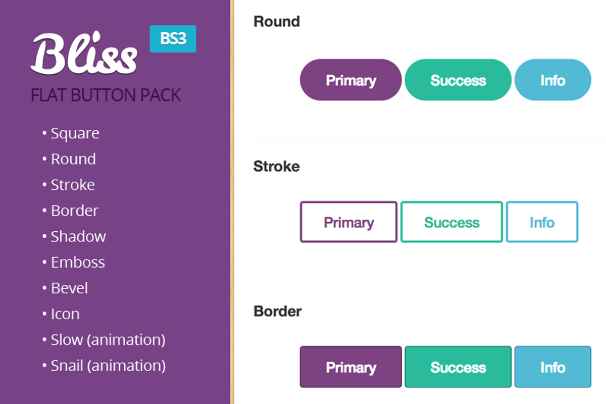 Bliss - Flat Button Pack, a Bootstrap Template by Giovanni Filippi (Photo 1 of 2)