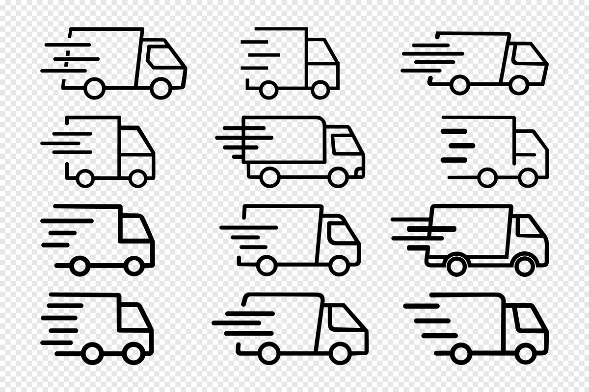 Speeding delivery truck icons, an Icon by Toufiqul