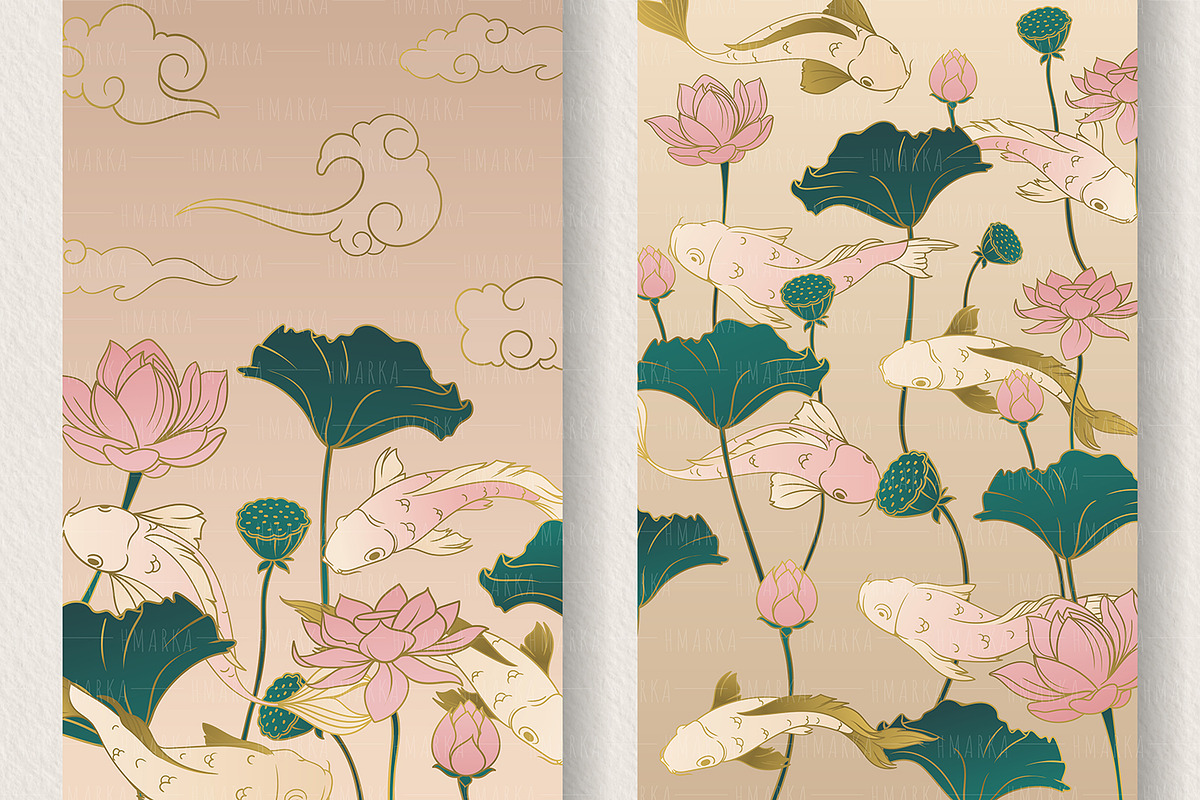 Asian Traditions. Sunset on the Lake, a Pattern Graphic by HmarkaShop (Photo 2 of 3)