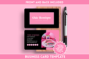 Black Pink Business Card Template, a Business Card Template by SunshineStudioBoutique (Thumbnail 1 of 10)