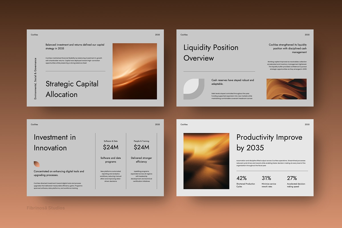 Corporate Annual & Financial Report, a Presentation Template by FIBRINOSÄ (Photo 5 of 7)