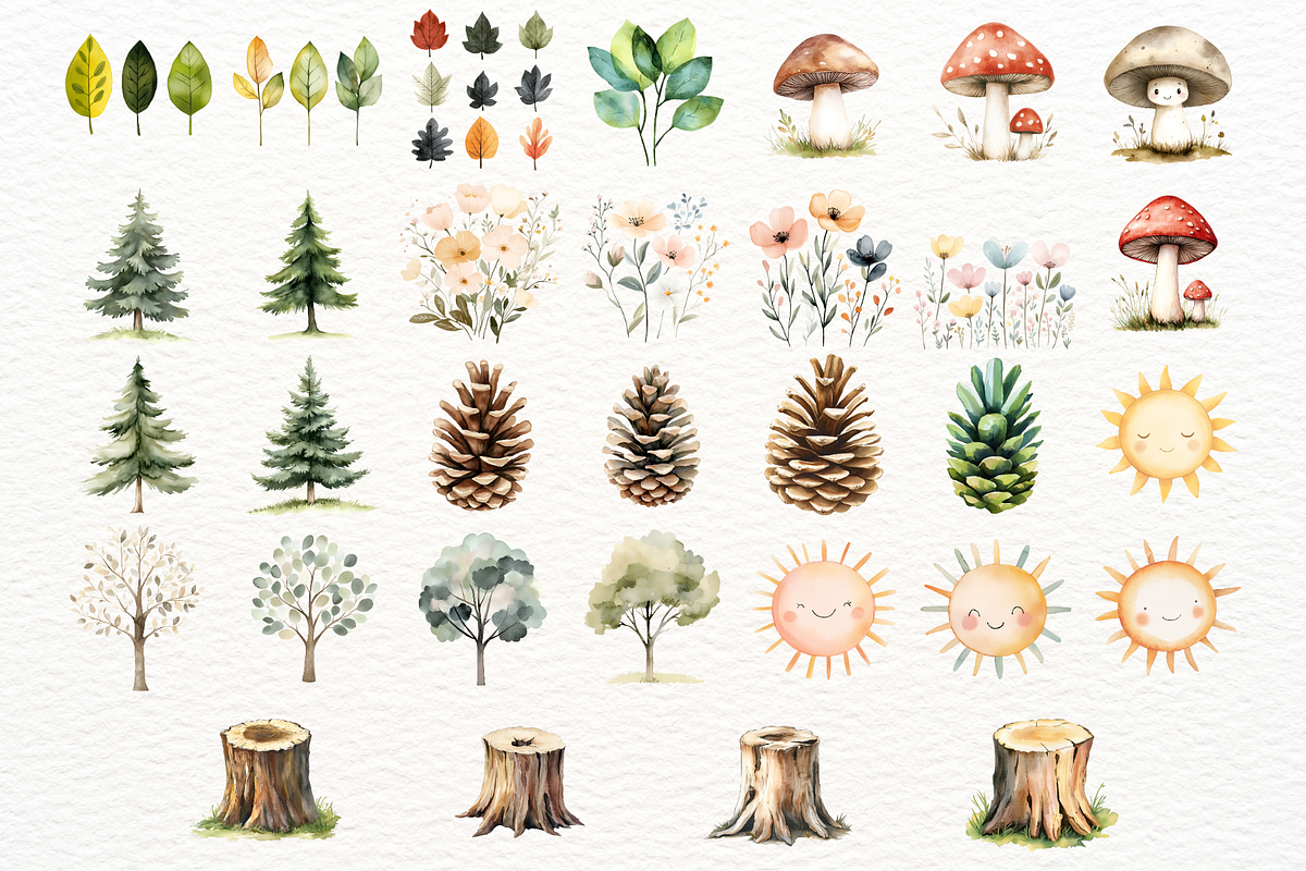 Watercolor Woodland Animals Clipart, an Animal Illustration by SugarCloudStudioArt (Photo 4 of 9)