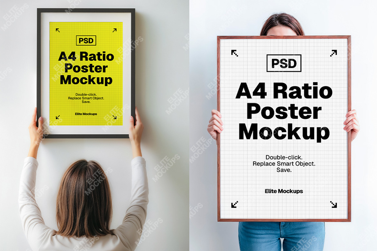 A4 Ratio Vertical Poster Mockup Set, an Advertising Mockup by Elite Mockups (Photo 1 of 7)