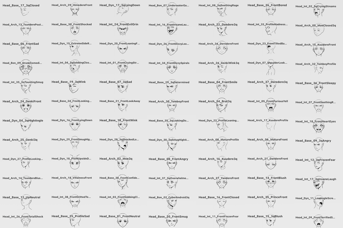 150 Anime Female Head Stamps, a Brush Add-On by Selentaori Studio (Photo 2 of 11)
