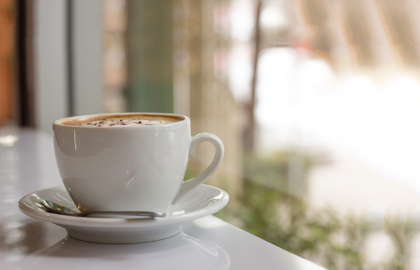 Latte coffe cup in morning containing morning, drink, and coffee, a ...