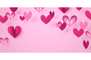 Paper heart garland hanging frame, an Illustration by art PVP - market