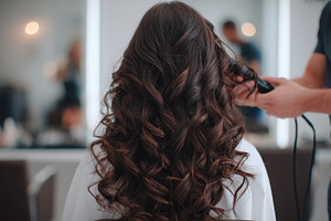 Long brown hair styling at salon hai, a Photo by Pixeness Studio