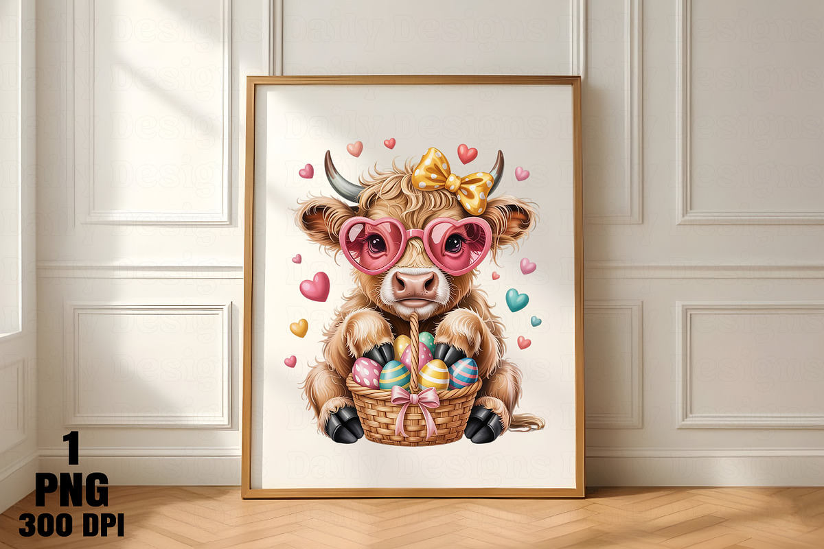 Easter Day Highland Cow PNG, an Illustration by Daily.Designs (Photo 5 of 5)