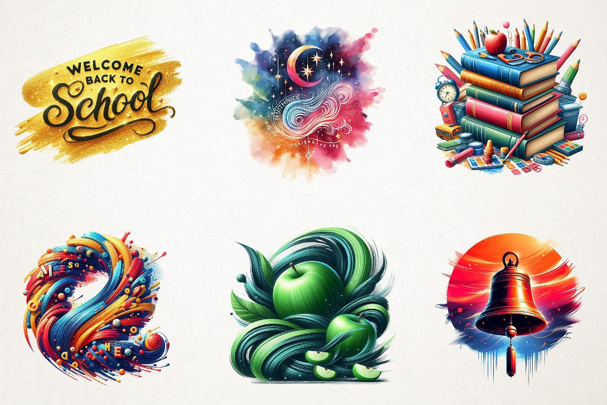 Back to School Brushstrokes Clipart, an Illustration by RobertsArt (Photo 3 of 7)
