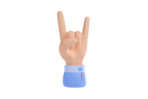 3d Render Rock Hand Gesture, Music