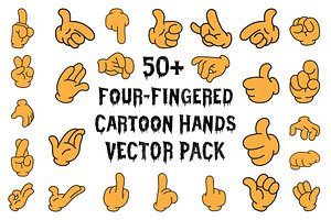 50+Four-Fingered Cartoon Hands Pack
