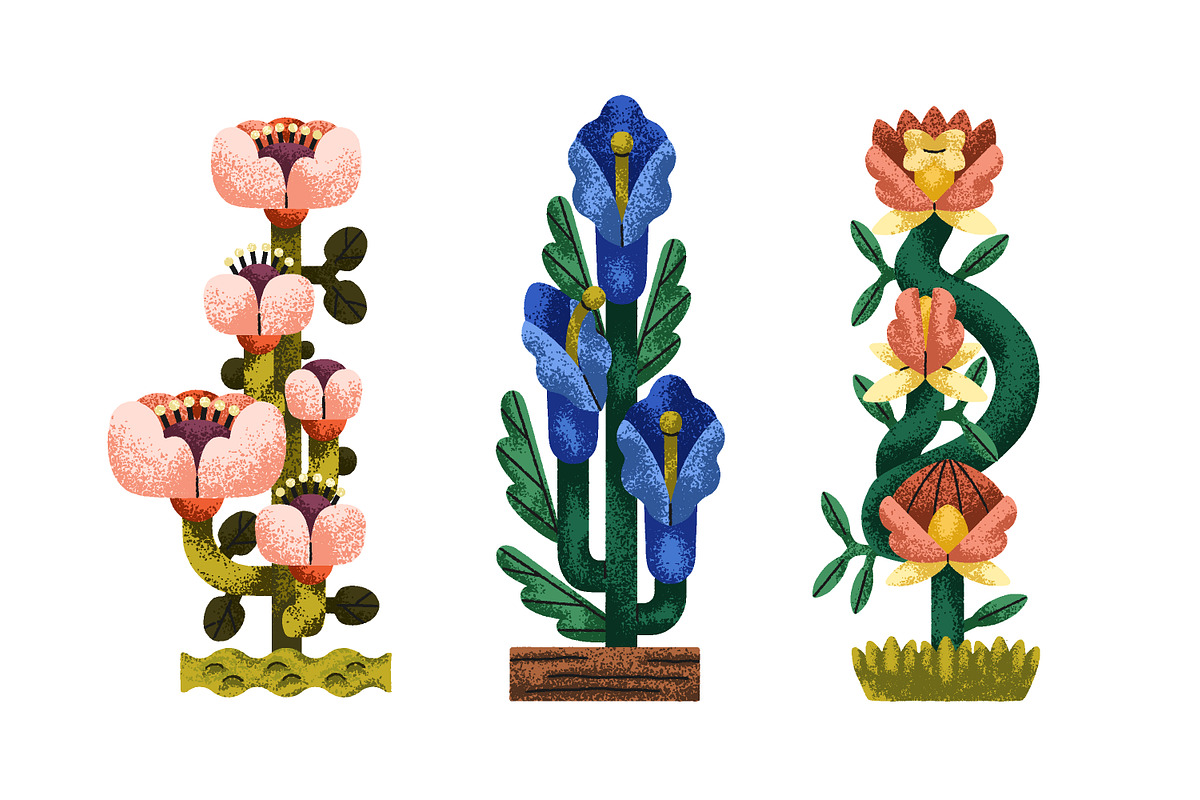 Abstract fantasy flowers set, a Decorative Illustration by Good Studio (Photo 2 of 6)