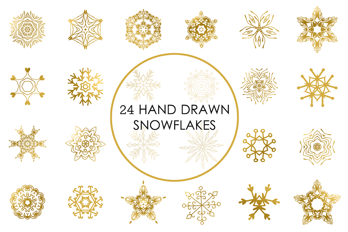 Golden snowflakes clip art set., an Icon by mcherevan (Photo 1 of 4)