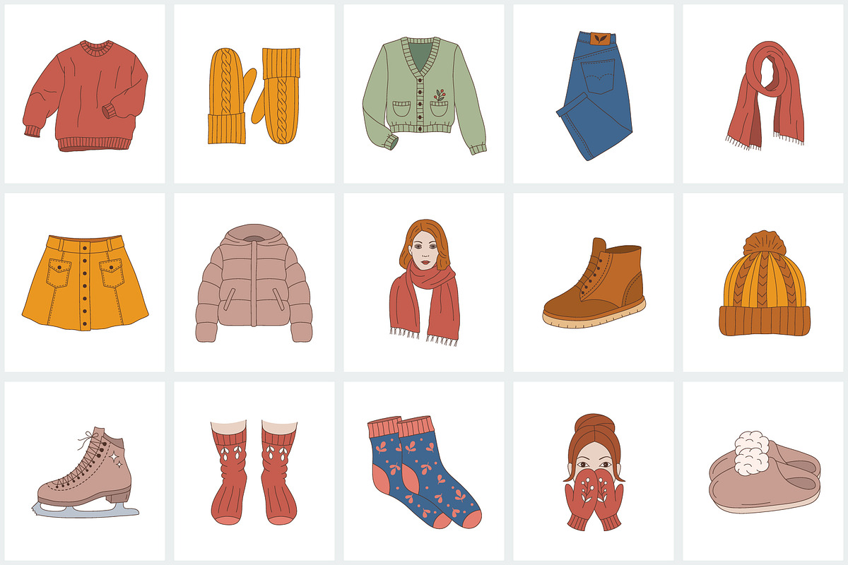 Winter everyday color icon set, an Icon by NatalieArtShop (Photo 3 of 9)