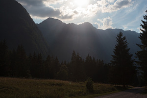 Sun rays or god rays over the Julian Alps in Slovenia, a Nature Photo by Bepslabor