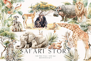 Safari Story, an Animal Illustration by PeDe Designs