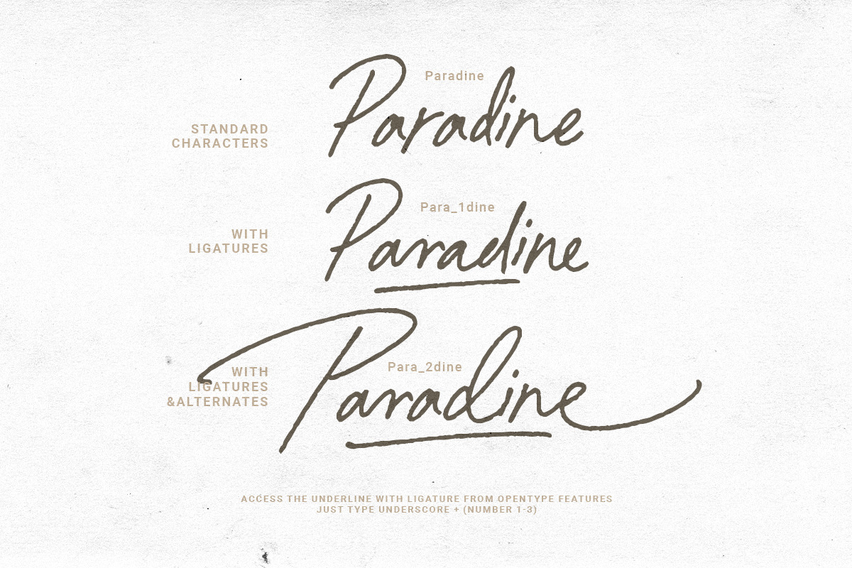 Paradine - Ligature Handwritten Font, a Handwritten Font by Sarid Ezra (Photo 2 of 12)