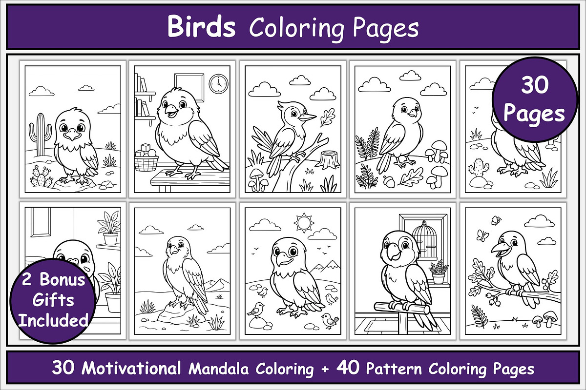 Birds Coloring Book, an Animal Illustration by Lamia Emad (Photo 1 of 5)