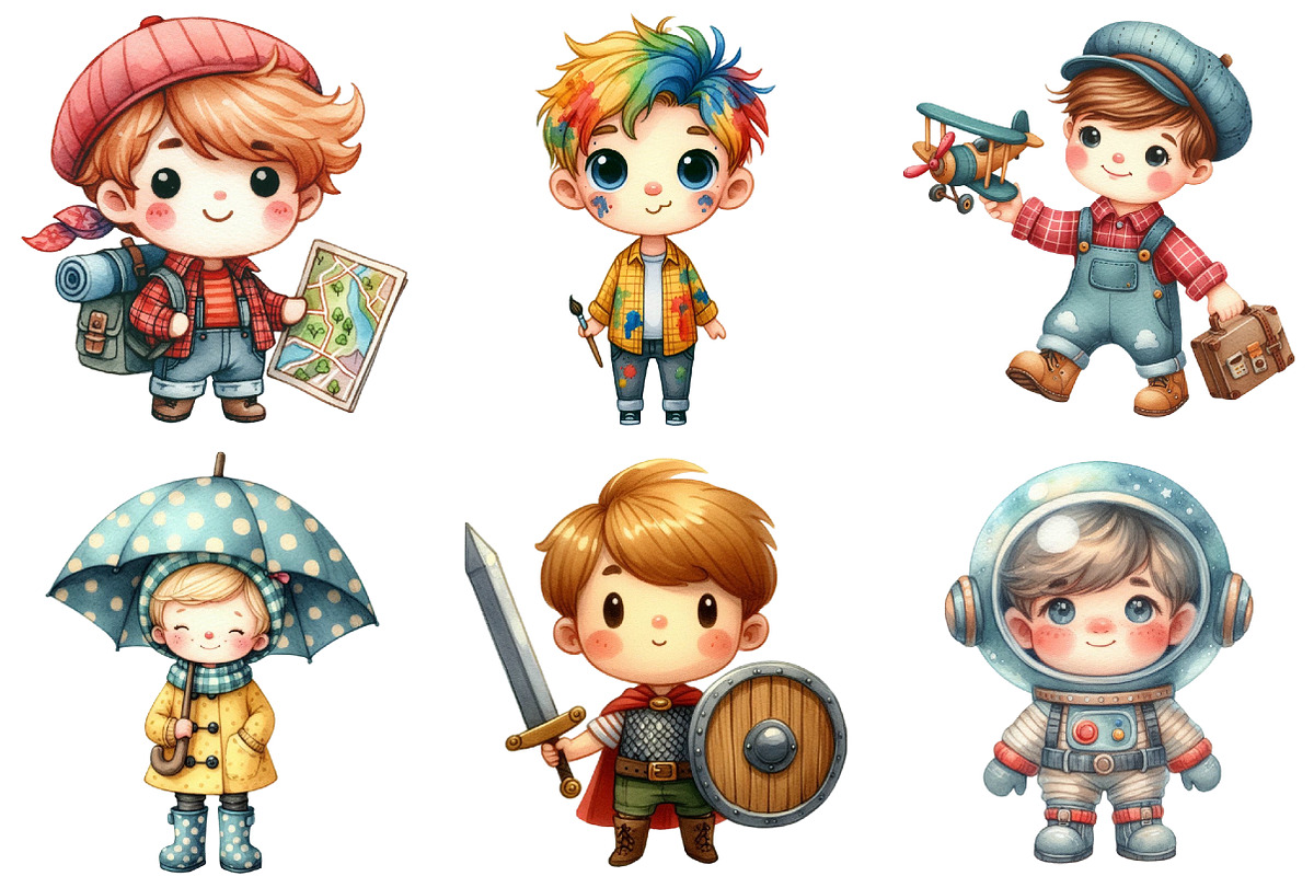 Quirky Little Boys Clipart Bundle, an Illustration by Daily.Designs (Photo 4 of 5)