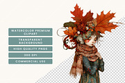 Whimsical Autumn Girls Clipart, a Person Illustration by BusyDaydesign (Thumbnail 6 of 9)