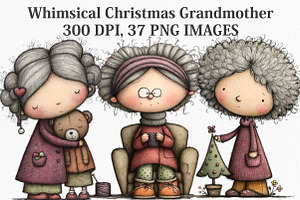Whimsical Christmas Grandmother, an Illustration by Canvas Craft