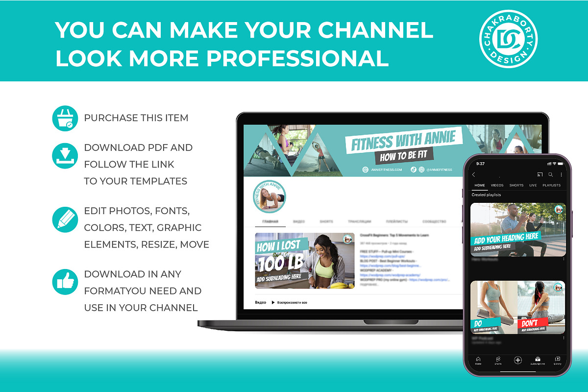 Editable Canva YouTube Template, a Branding & Logo Template by Chakraborty Design (Photo 4 of 9)