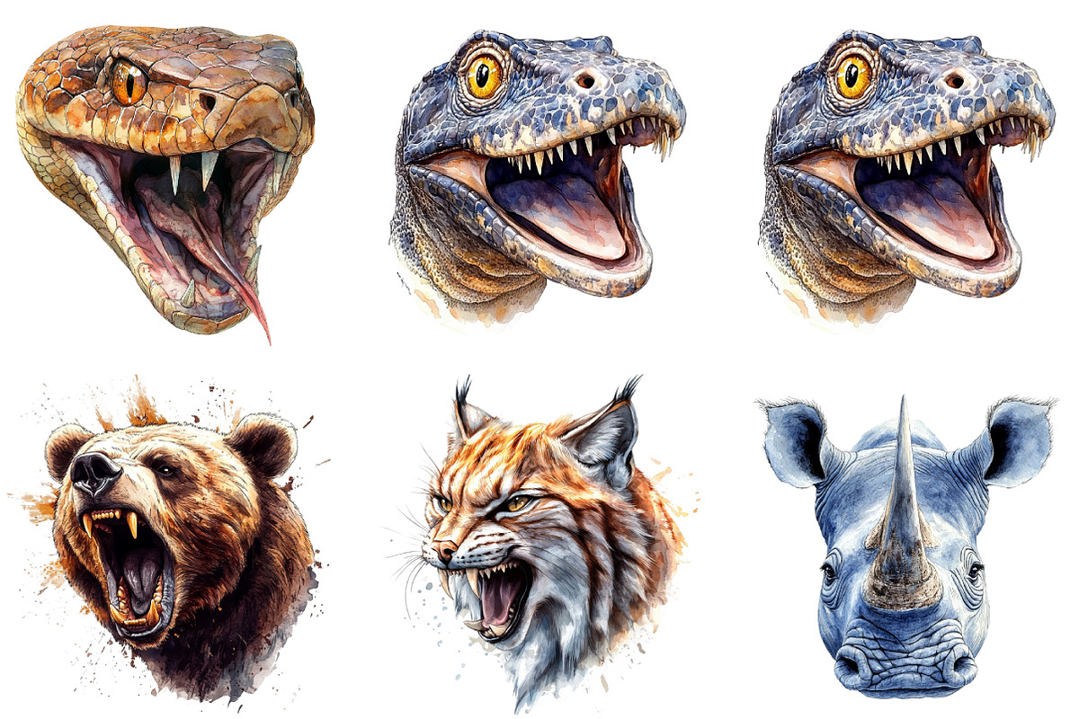 Aggressive Animals Head Clipart, an Illustration by DreamArtGraphic (Photo 4 of 6)