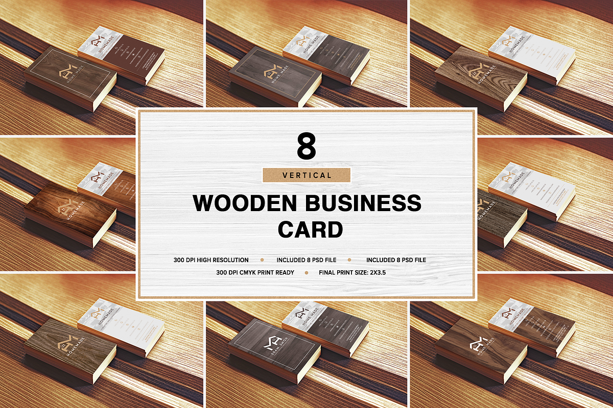 Wooden Business Card Pack [Vertical], a Business Card Template by Nikolozgraphic (Photo 1 of 9)