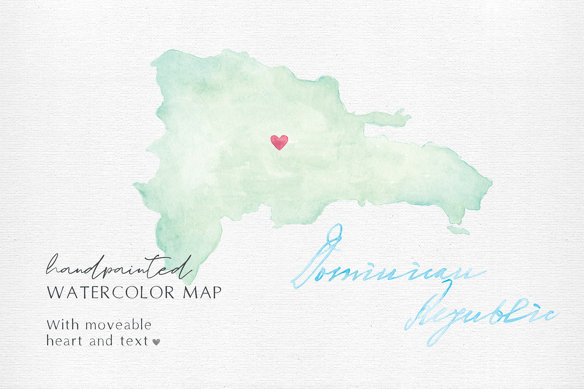 Watercolor Map of Dominican Republic, a Graphic by Beloved Paper (Photo 1 of 6)