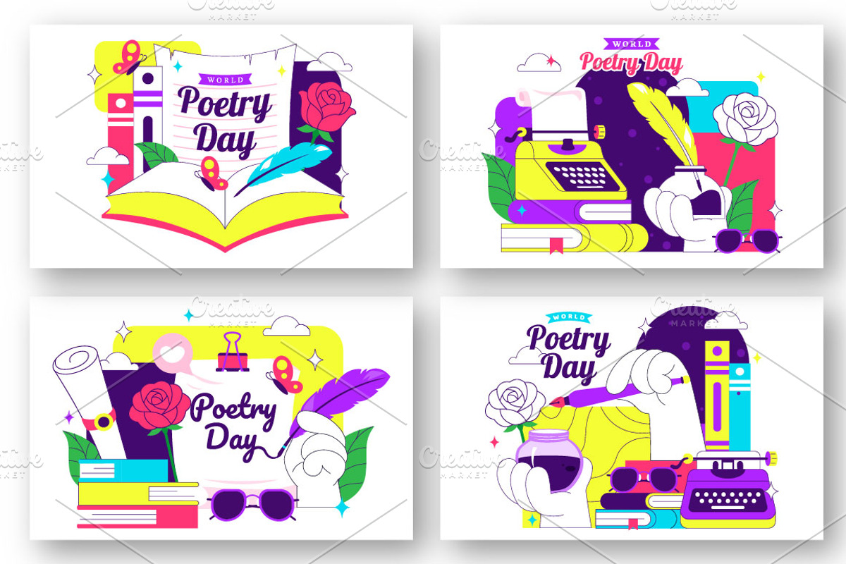 10 World Poetry Day Illustration, a Person Illustration by denayunebgt (Photo 2 of 4)