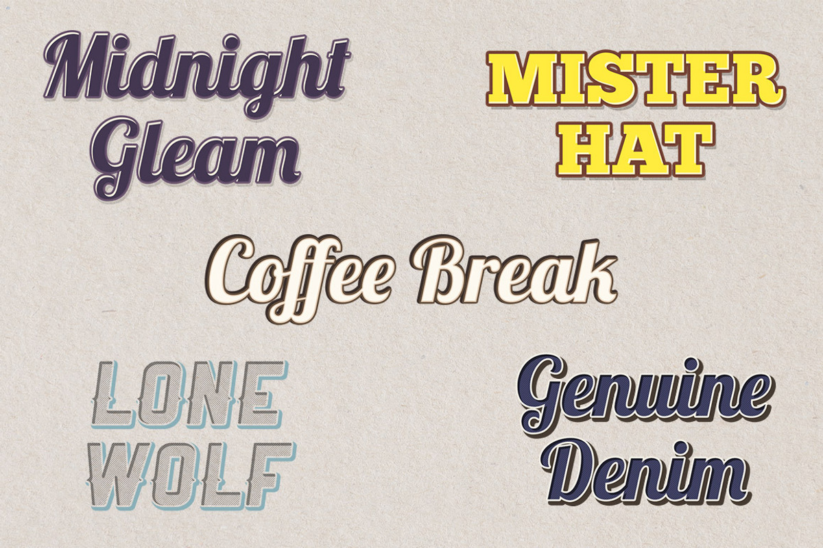 Vintage Photoshop Styles Volume 1, a Layer Style Add-On by Design Panoply (Photo 3 of 3)