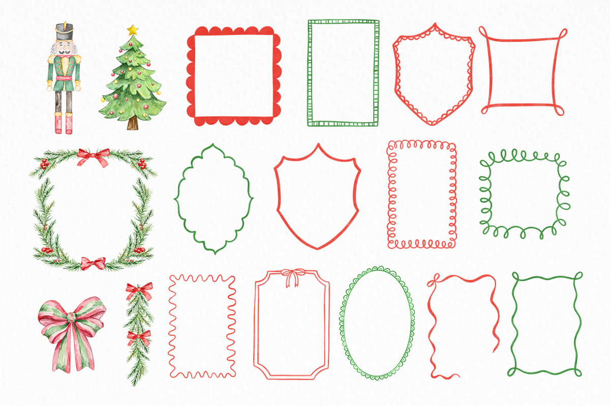 Watercolor Christmas Frames Clipart, a Seasonal Illustration by SvetaArtStore (Photo 2 of 8)
