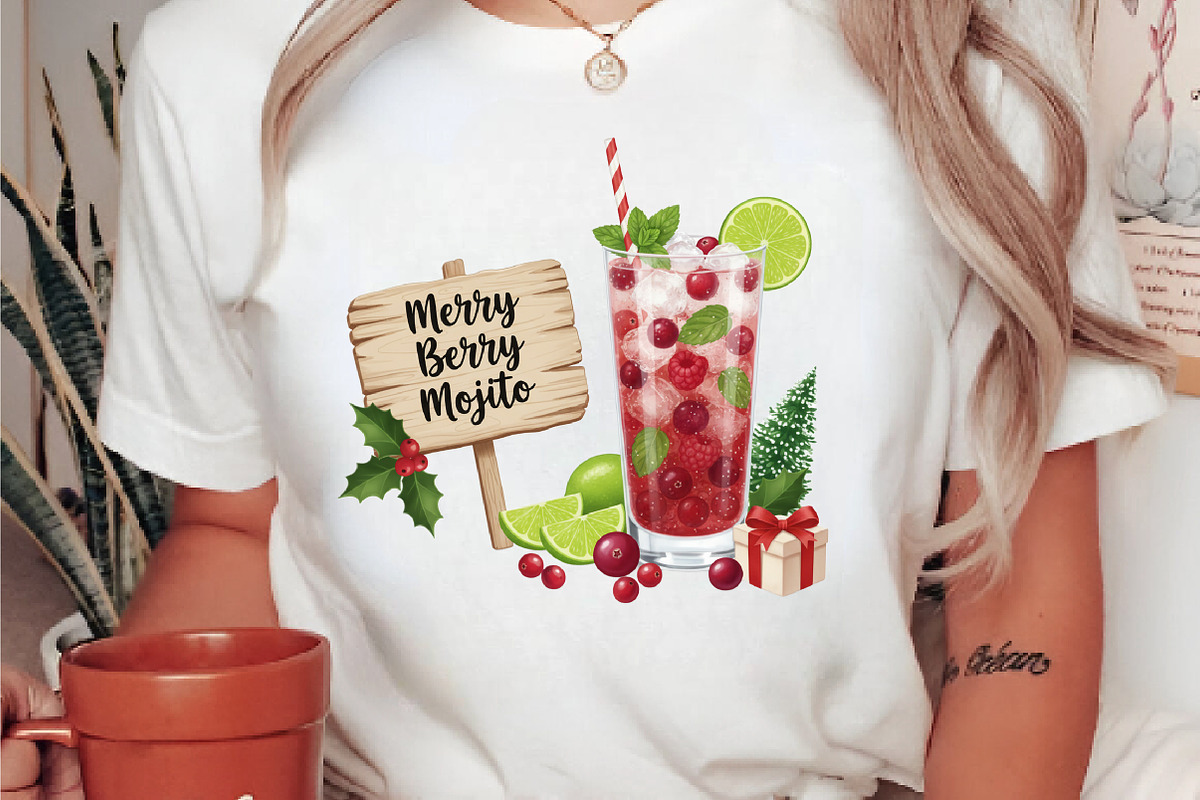 Watercolor Christmas Cocktail PNG, an Illustration by DreamArtGraphic (Photo 2 of 4)