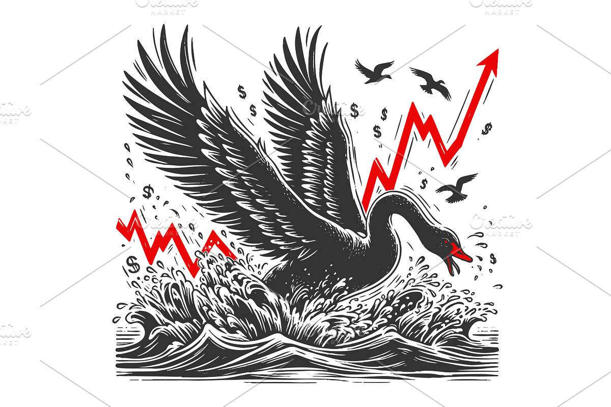 Black Swan Causing Financial, a Finance Illustration by AlexArt
