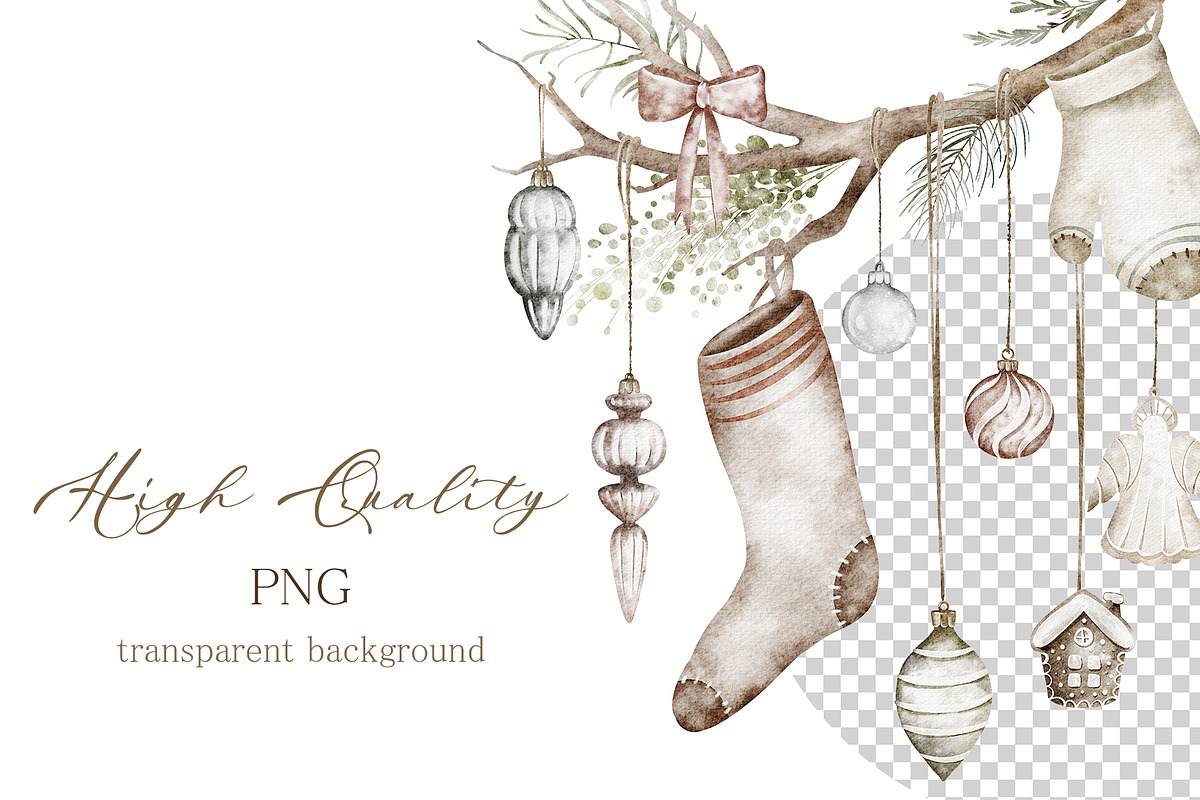 Boho‑Nordic Christmas Watercolor Set, a Seasonal Illustration by LenArt (Photo 11 of 17)