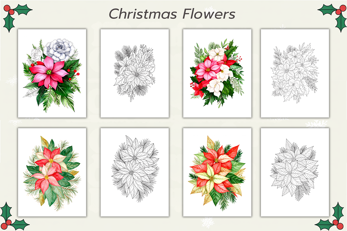 150 Christmas Coloring Pages Bundle, a Seasonal Illustration by Daffodil Dream Studio (Photo 8 of 18)
