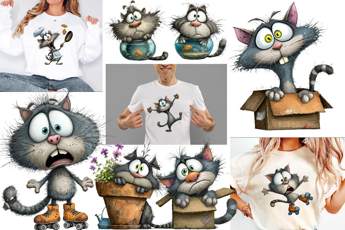 Watercolor Funny cat clipart, an Illustration by Designworld (Photo 4 of 5)
