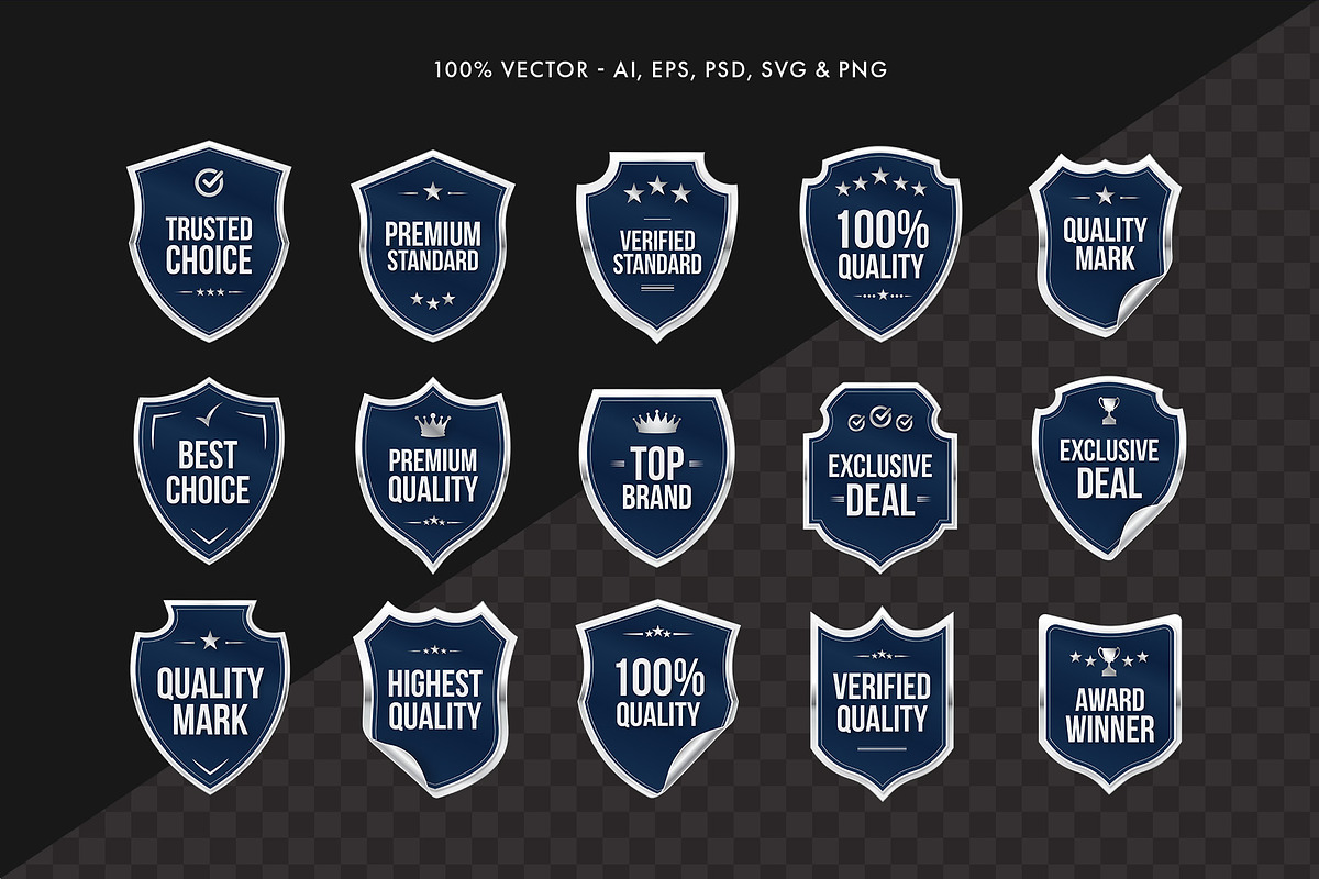 Shield Label Badge Vector Illustrati, an Object Graphic by DesignerCandies (Photo 2 of 6)