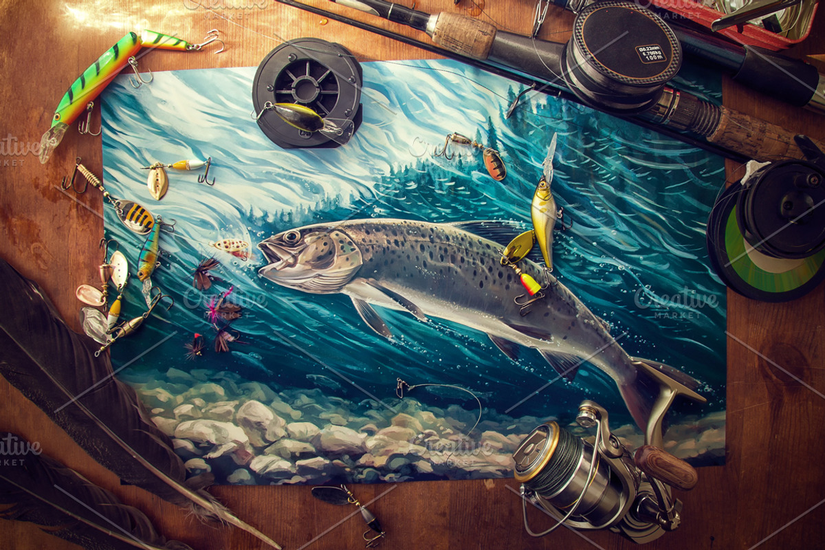 Fishing illustration., an Object Illustration by Countryside life (Photo 1 of 7)