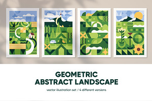 Abstract geometric landscape posters, a Decorative Illustration by PaperTrident
