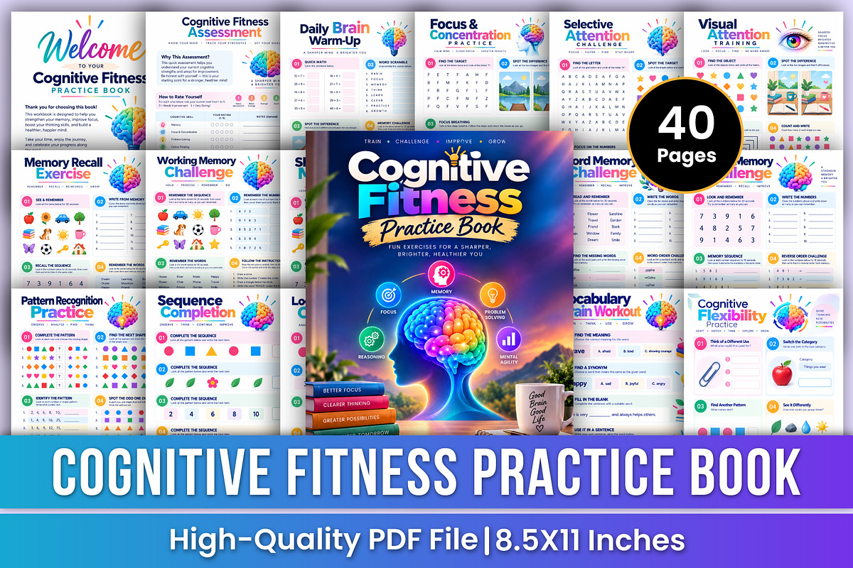 Cognitive Fitness Practice Book, a Stationery Template by Mustafiz (Photo 1 of 4)