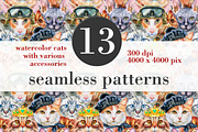 Seamless patterns of cats, an Animal Illustration by Watercolor fantasy (Thumbnail 1 of 7)