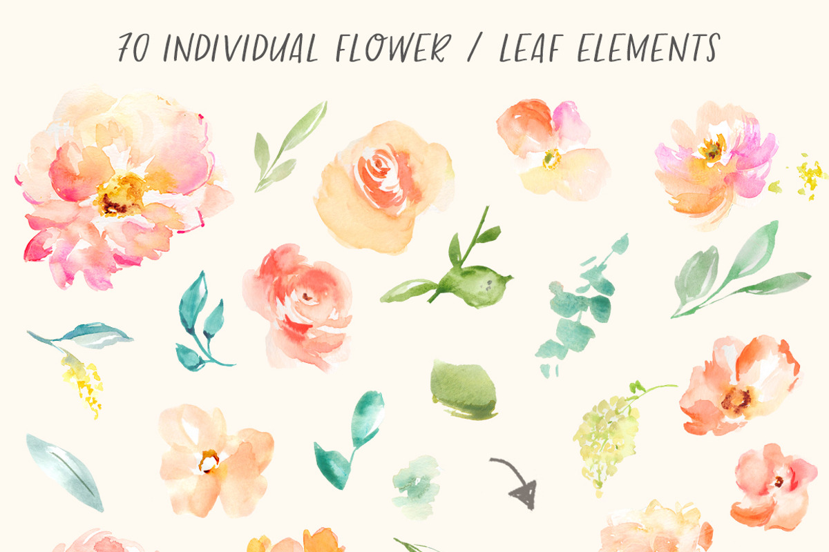 Peonia Watercolor Design Set, an Illustration by Angie Makes (Photo 4 of 9)