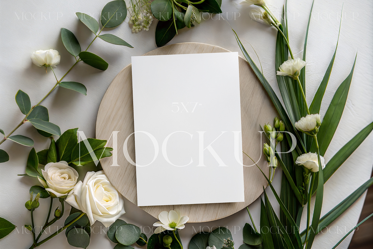 Greenery Spring Invitation 5x7 Mocku, a Product Mockup by TatiMockup (Photo 1 of 3)