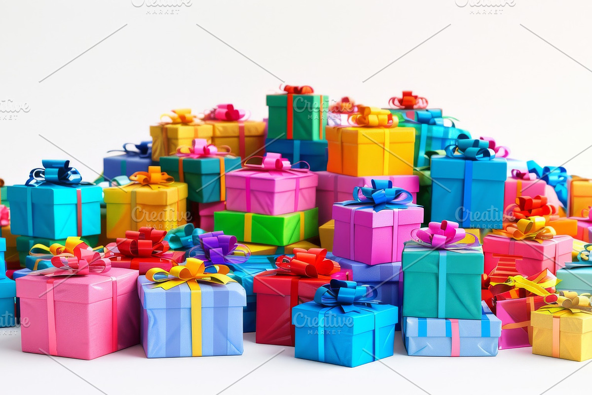 86 Gift boxes with ribbons and bows, a Holiday Photo by Handmadefont (Photo 56 of 90)